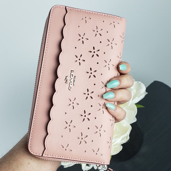 Coach Handbags - COACH Floral Perforated Zip Wallet